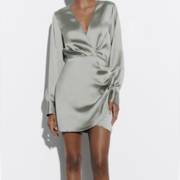 Zara Dresses & Skirts - Satin sage green dress